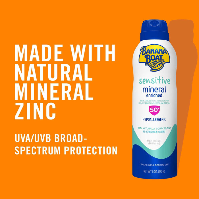 Banana Boat Sensitive Mineral Enriched Sunscreen Spray SPF 50+