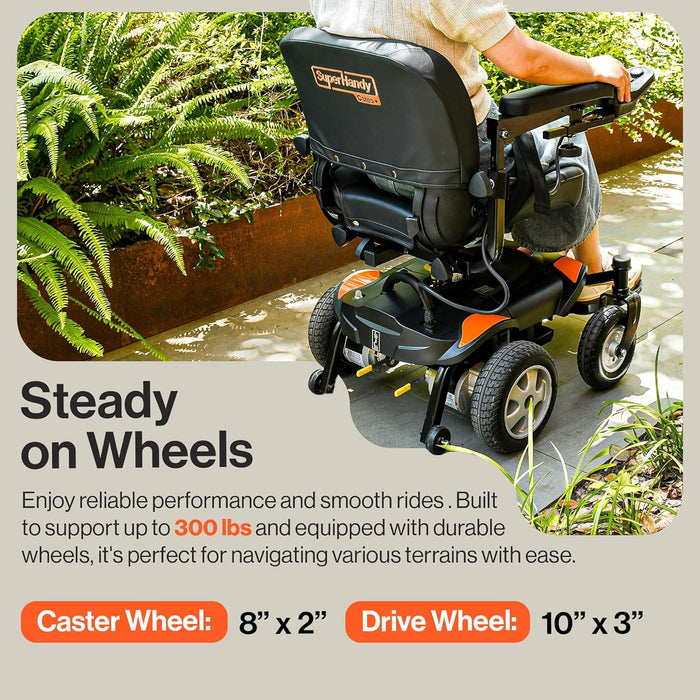 SuperHandy GoRide CRZ Powerchair - 300lb Capacity Rear-Wheel Drive 6.7 Mile Range Power Wheelchair