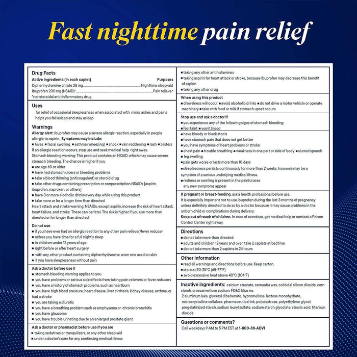 Advil PM Pain Reliever and Nighttime Sleep Aid Liqui-Gels - 40 Count - Elvoros