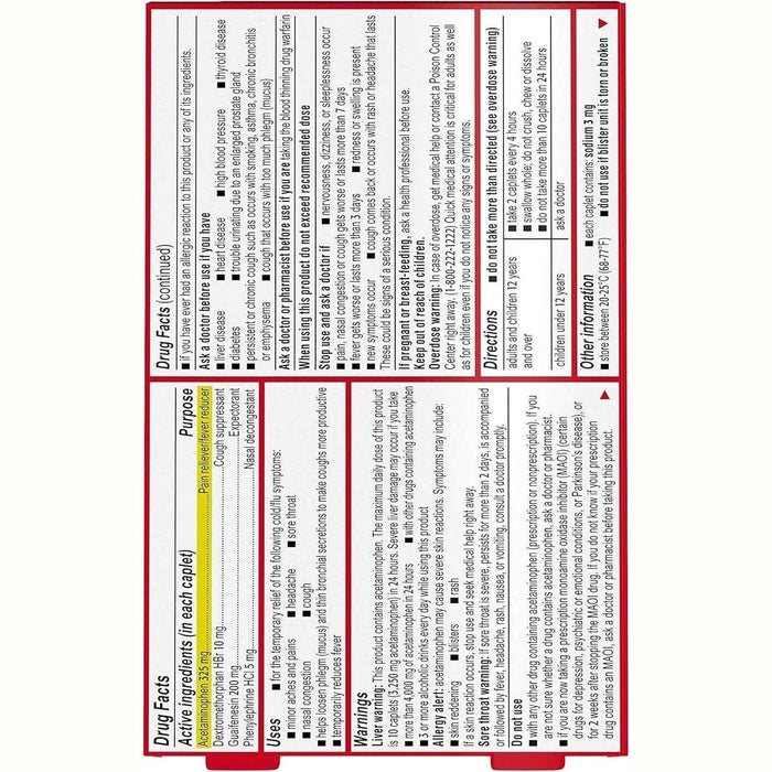 Tylenol Cold + Flu Severe Acetaminophen Caplets - 6 Packs x 6 Count - Elvoros