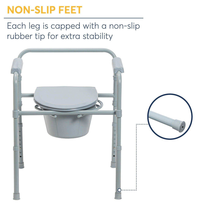 Drive Medical Steel Folding Deep Seat Bedside Commode - Elvoros