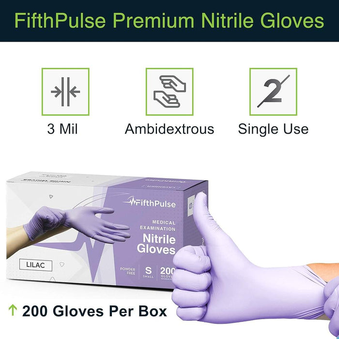 FifthPulse Lilac Nitrile Exam Gloves