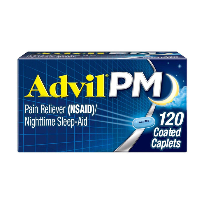 Advil PM Pain Reliever And Nighttime Sleep Aid Caplets - 120 Count - Elvoros
