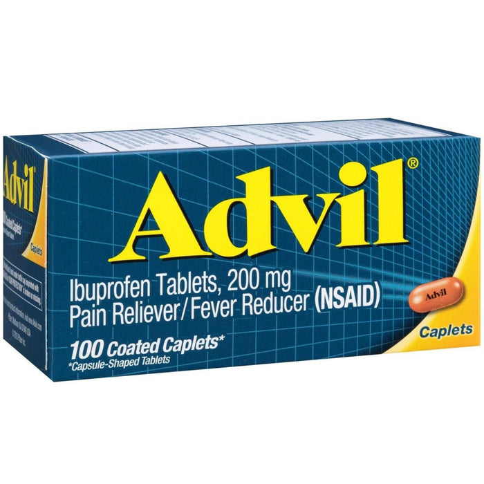 Advil Pain Relievers and Fever Reducer Coated Caplets - 100 Count - Elvoros
