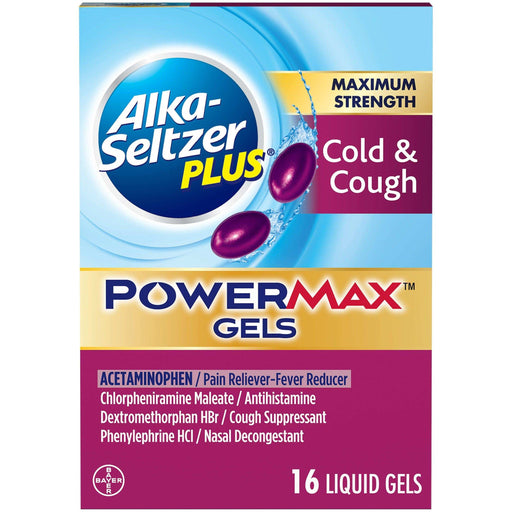 Alka-Seltzer Plus Max Strength Cold & Cough Powermax Gels - 16 Count - Elvoros