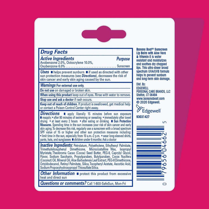 Banana Boat Aloe Vera Sunscreen Lip Balm SPF 45