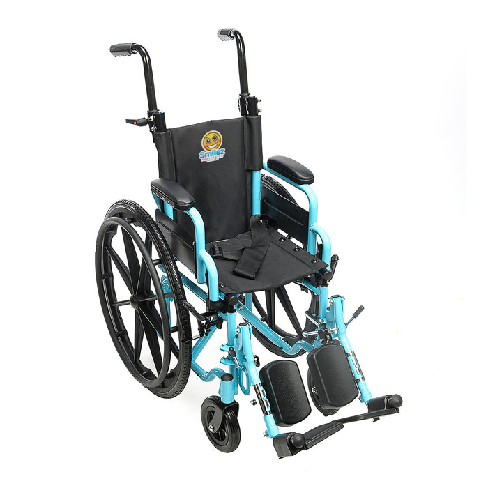 Smilez Pediatric Wheelchair Fun Lightweight Kids Wheelchair with Cushion Seat and Anti-Tippers