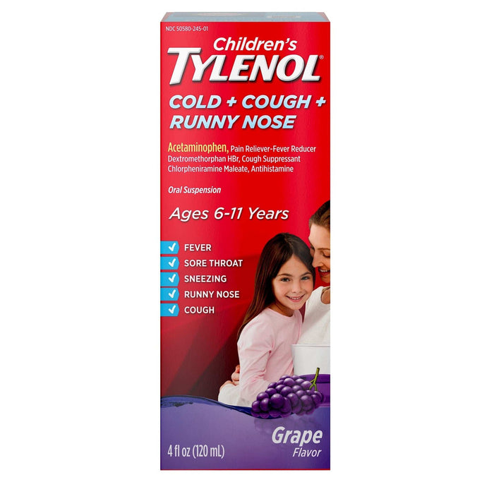 Tylenol Children's Cold+Cough+Runny Nose Suspension Grape - 4 fl. oz - Elvoros