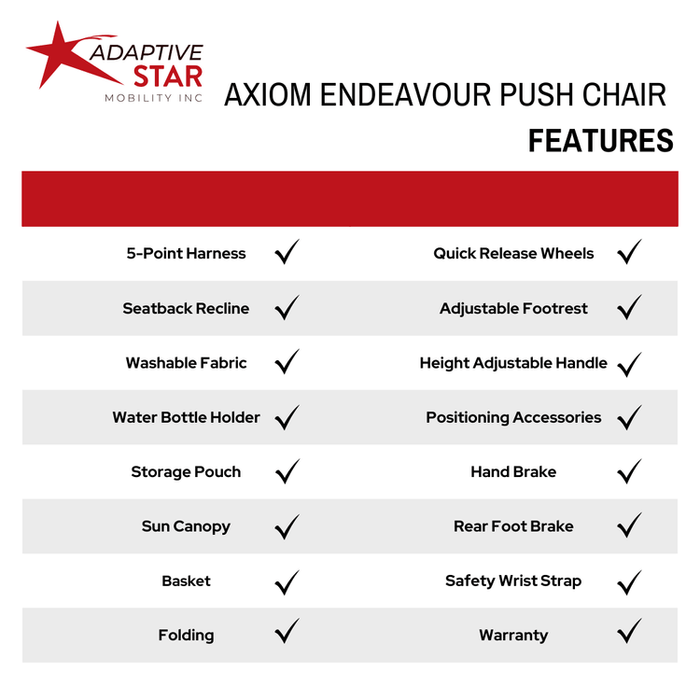 Adaptive Star Pediatric Mobility Axiom Endeavour Push Chair