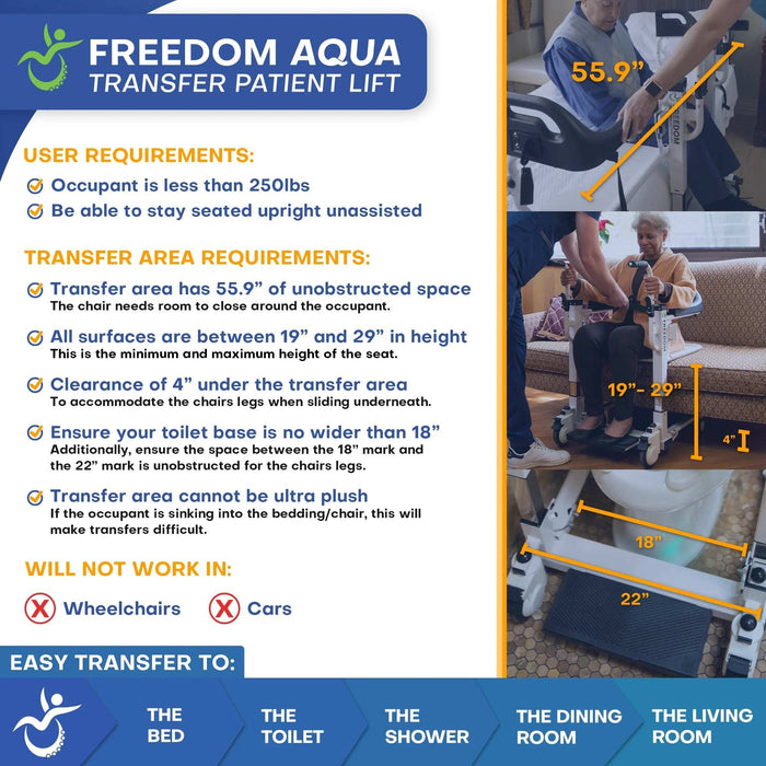 Freedom Aqua Transfer Lift Waterproof with Adjustable Height & Commode