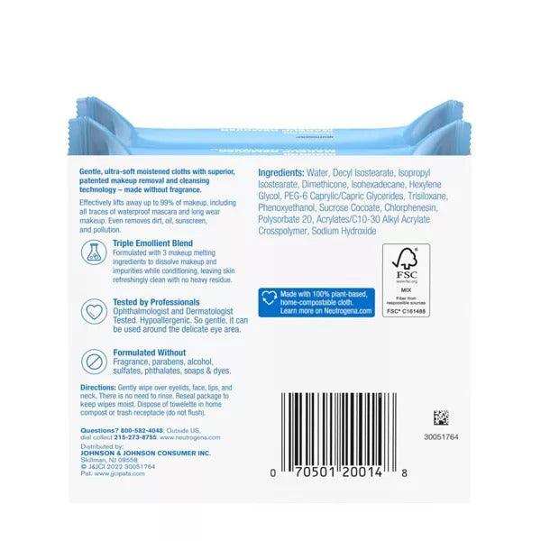 Neutrogena Makeup Remover Towelettes Fragrance Free - 2X25 ct - Elvoros