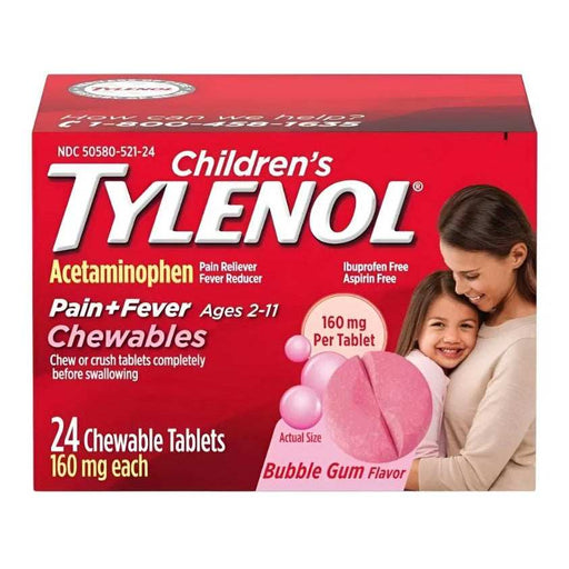 Tylenol Children's Pain + Fever Relief Chewables Bubble Gum - 24 Ct - Elvoros