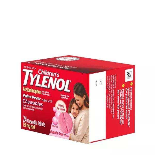 Tylenol Children's Pain + Fever Relief Chewables Bubble Gum - 24 Ct - Elvoros
