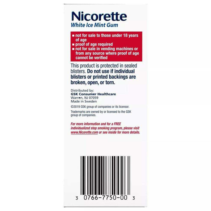Nicorette Smoking Cessation Aid 2Mg Gum White Ice Mint - 100 Ct