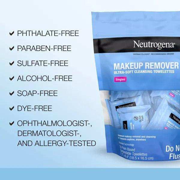 Neutrogena Individually Wrapped Makeup Remover Cleansing Wipes - 20ct - Elvoros