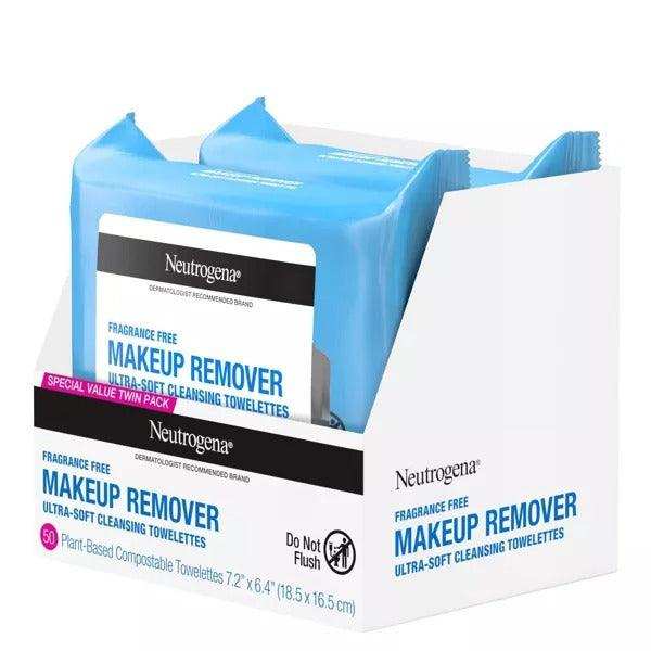 Neutrogena Makeup Remover Towelettes Fragrance Free - 2X25 ct - Elvoros