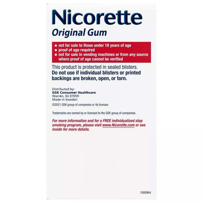 Nicorette Smoking Cessation Aid 2Mg Gum Original - 110Ct