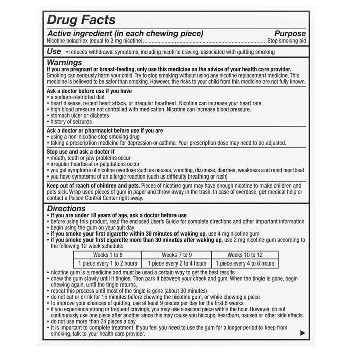 Nicorette Smoking Cessation Aid 2Mg Gum Original - 110Ct