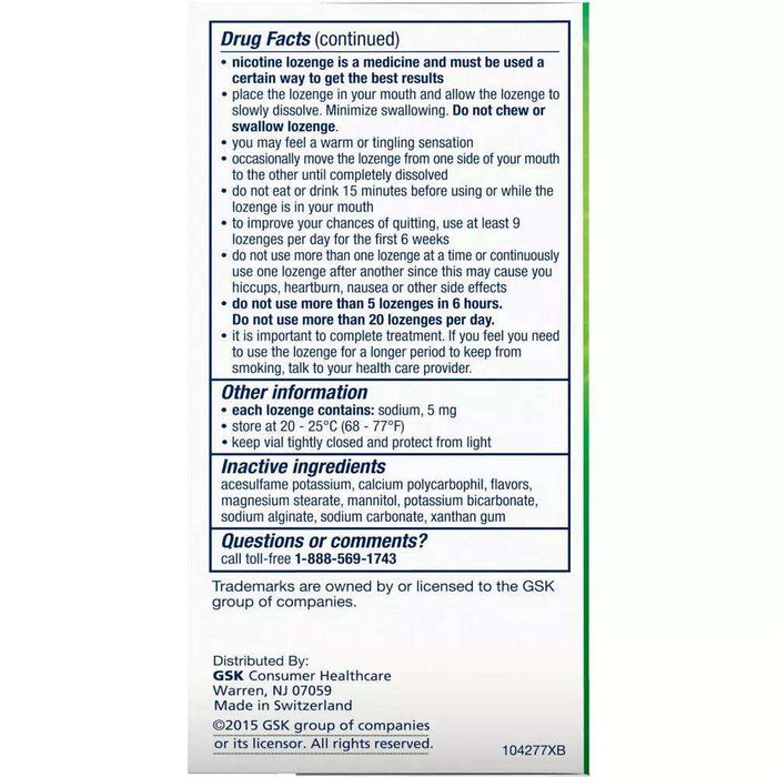 Nicorette Lozenge Mini 2Mg Mint - 81Ct