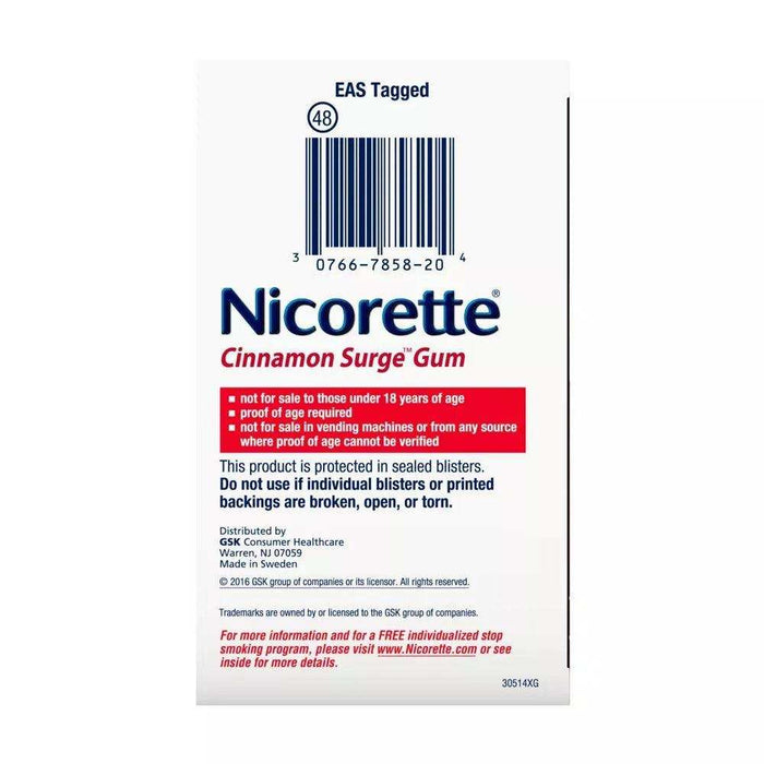 Nicorette Smoking Cessation Aid 2Mg Gum Cinnamon Surge - 100Ct