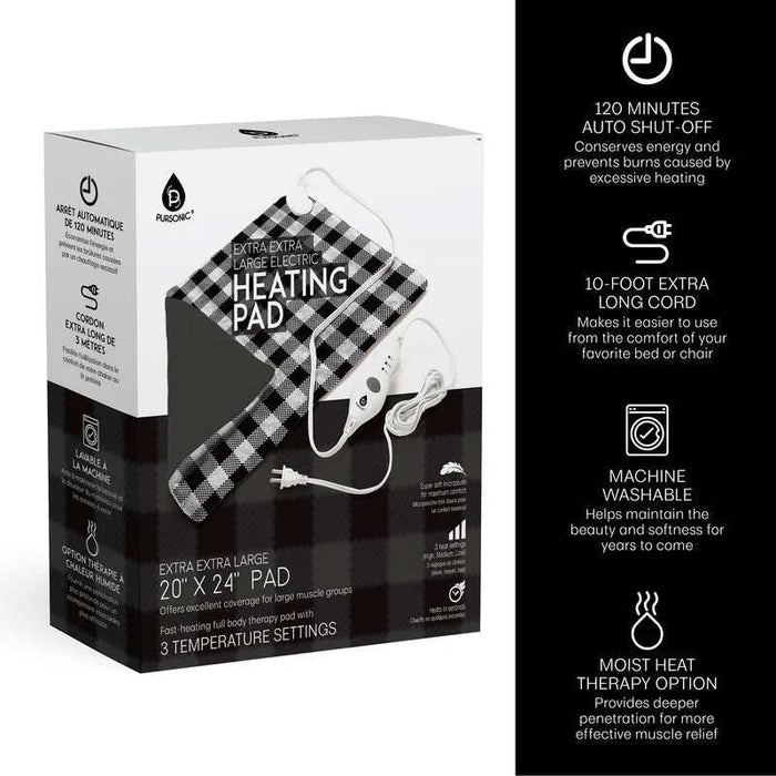 Pursonic Electric Heating Pad for Back Pain and Cramps Relief