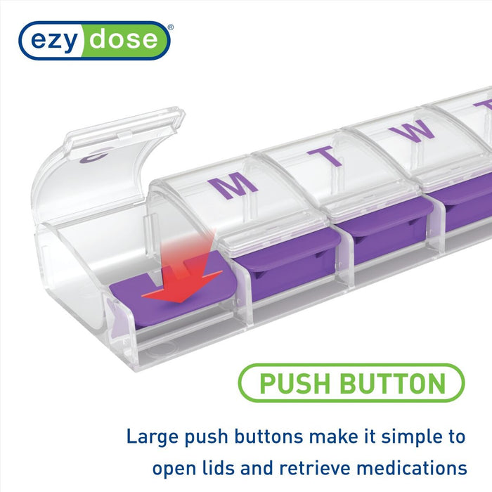 Ezy Dose Push Button Weekly Pill Reminder Organizer X-Large