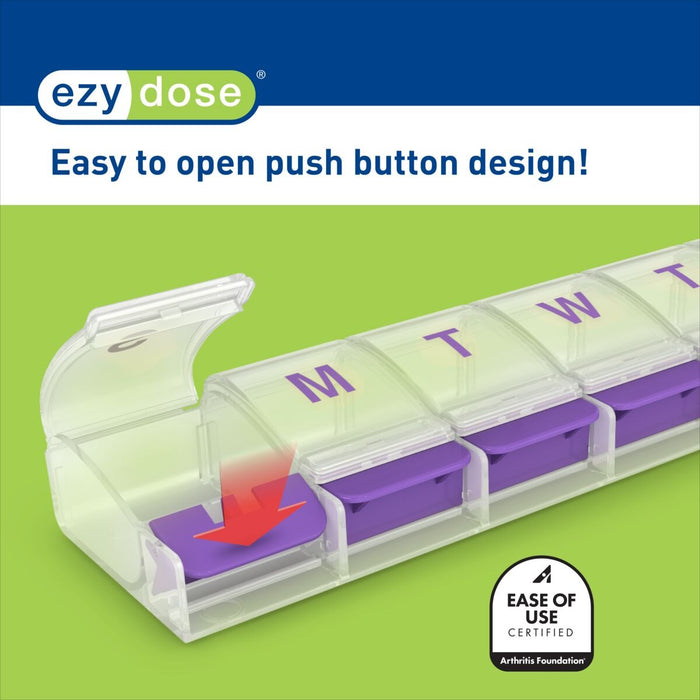 Ezy Dose Push Button Weekly Pill Reminder Organizer X-Large