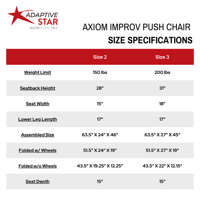 Adaptive Star Pediatric Mobility Axiom Improv Push Chair