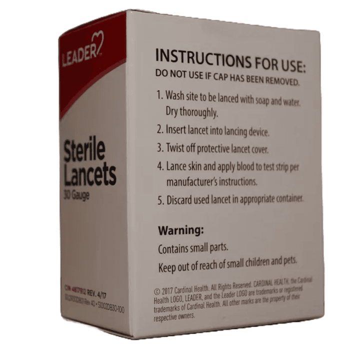 Leader Lancets 30G Super Thin - 100 Ct