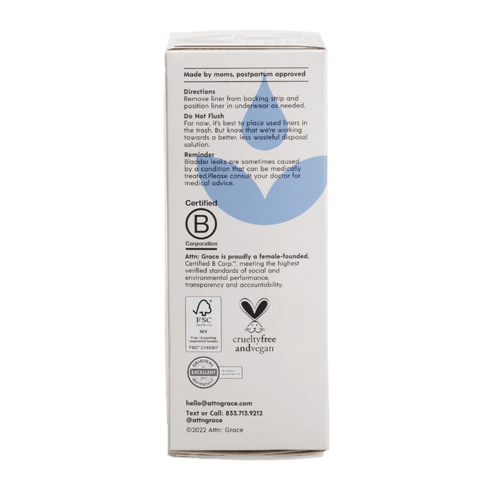 Attn Grace Incontinence Panty Liners with Breathable Top Sheet