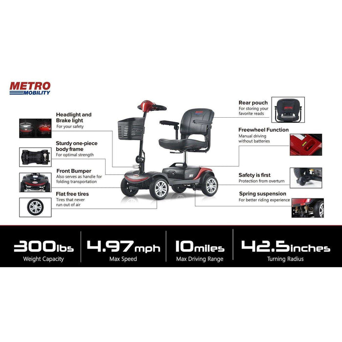 Metro Mobility M1 Series 4-Wheel Travel Mobility Scooter - Elvoros