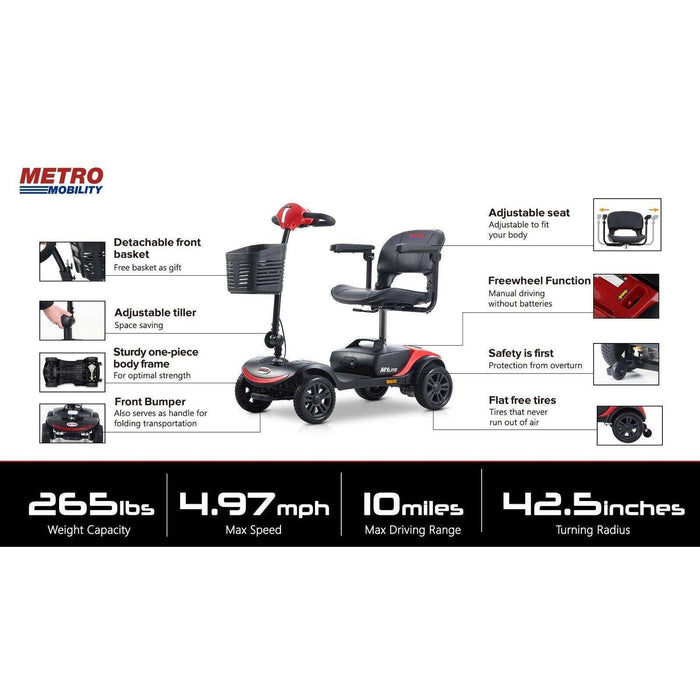 Metro Mobility M1 Lite Series 4-Wheel Travel Mobility Scooter - Elvoros