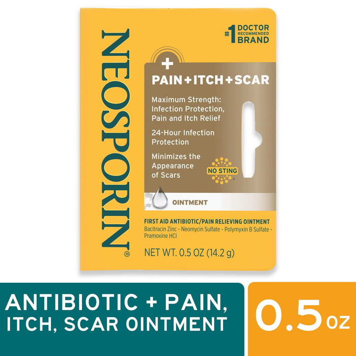 Neosporin + Pain + Itch + Scar First Aid Antibiotic Ointment - 0.5 Oz - Elvoros