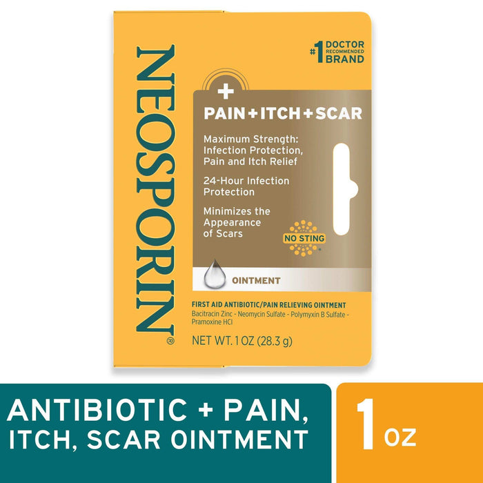 Neosporin + Pain + Itch + Scar First Aid Antibiotic Ointment - 1 Oz - Elvoros