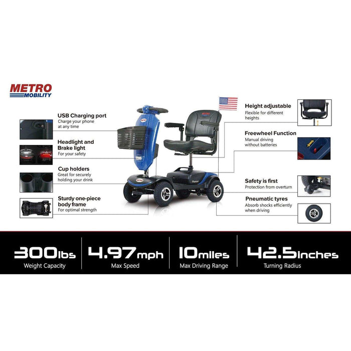Metro Mobility Patriot Series 4-Wheel Travel Mobility Scooter - Elvoros