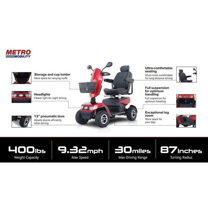 Metro Mobility S800 Series 4-Wheel Heavy Duty Travel Mobility Scooter - Elvoros