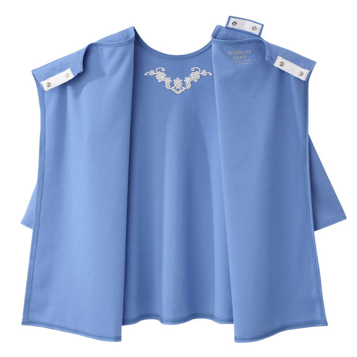 Silverts Women's Open Back 3/4 Length Sleeve Adaptive Shirt with Embroidery