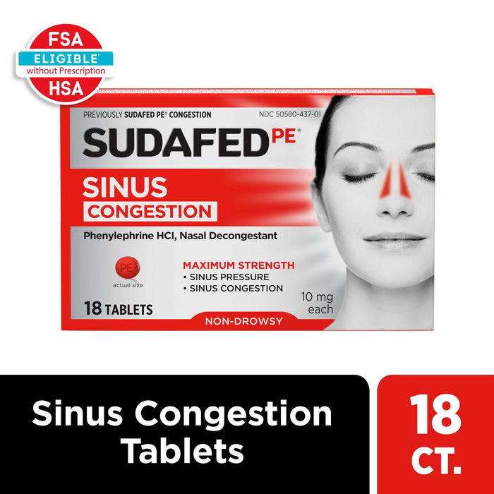 Sudafed PE Maximum Strength Sinus Congestion Relief Tablets
