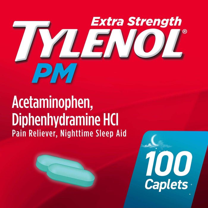 Tylenol PM Extra Strength Pain Reliever & Sleep Aid Caplets - 100 Ct - Elvoros