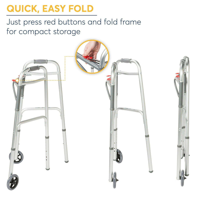 Drive Medical PreserveTech Deluxe Two Button Folding Walker - Elvoros