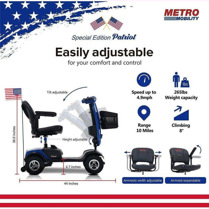 Metro Mobility Patriot Series 4-Wheel Travel Mobility Scooter - Elvoros
