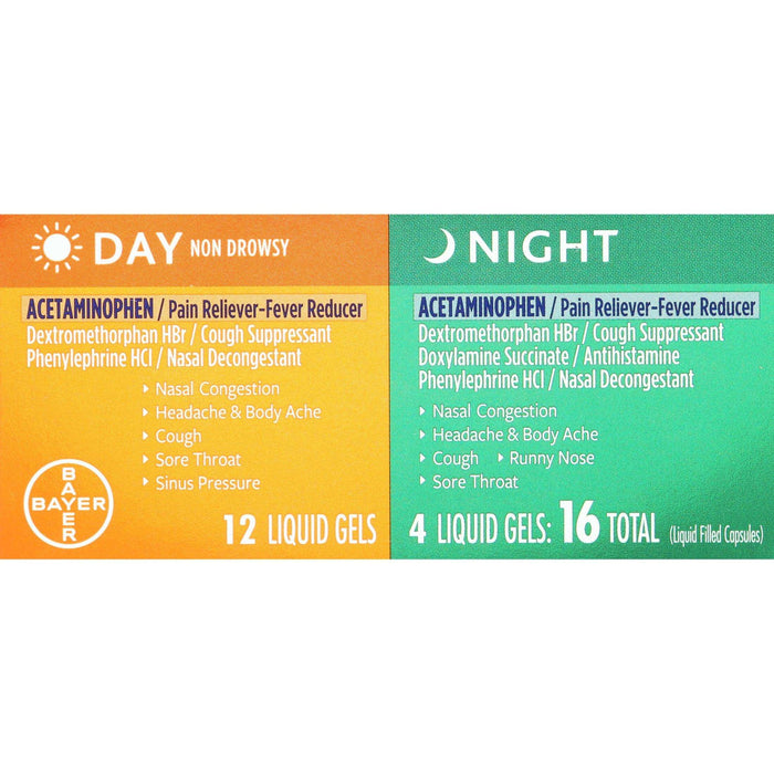 Alka-Seltzer Plus Cold & Flu Powermax Gels - Day 12 Ct + Night 4 Ct - Elvoros