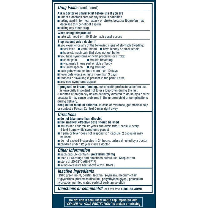 Advil Pain Reliever Fever Reducer Liquid Gels - 160ct. - Elvoros