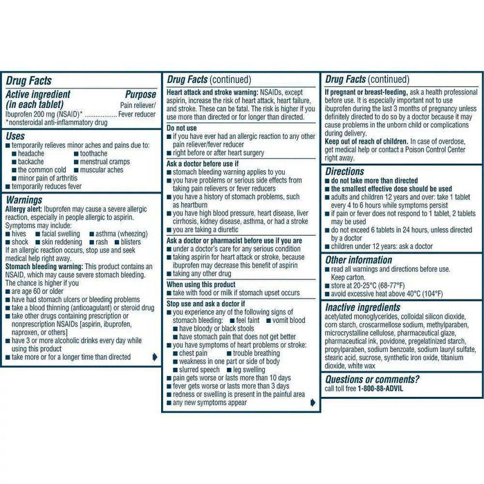 Advil Pain Reliever Fever Reducer Tablets - 100ct. - Elvoros