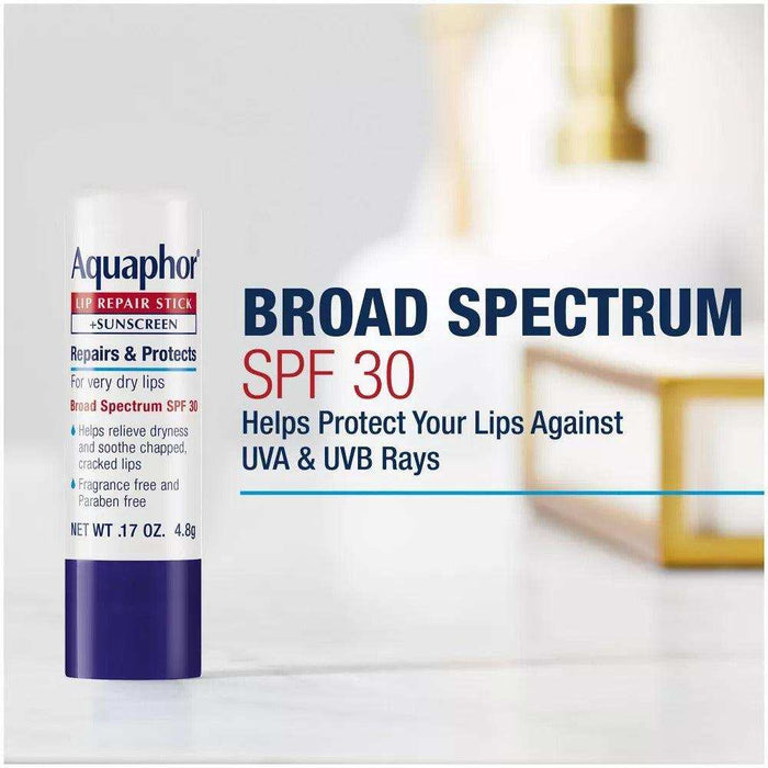 Aquaphor Lip Balm Repair Stick for Chapped Lips - SPF30 - 2pk/.34oz - Elvoros