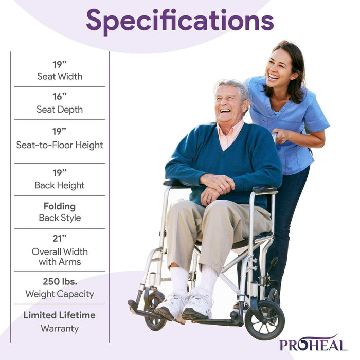 Astra Transport Chair 250lb Wt-Cap - 19" - Elvoros