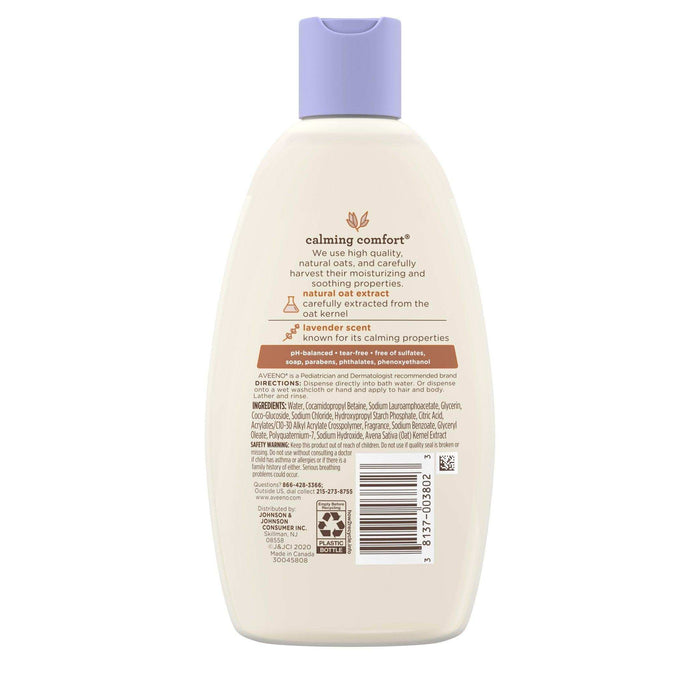 Aveeno Baby Calming Comfort Bath, Body & Hair Wash, Lavender and Vanilla Scent - 8oz - Elvoros