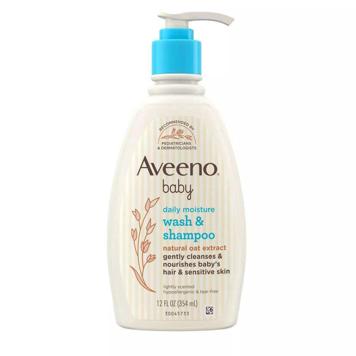 Aveeno Baby Daily Moisture Gentle Body Bath Wash & Shampoo, Oat Extract - 12oz - Elvoros