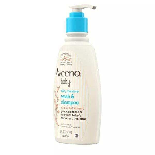 Aveeno Baby Daily Moisture Gentle Body Bath Wash & Shampoo, Oat Extract - 12oz - Elvoros