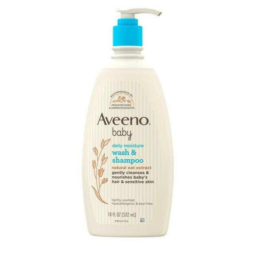 Aveeno Baby Daily Moisture Gentle Body Bath Wash & Shampoo, Oat Extract - 18oz - Elvoros